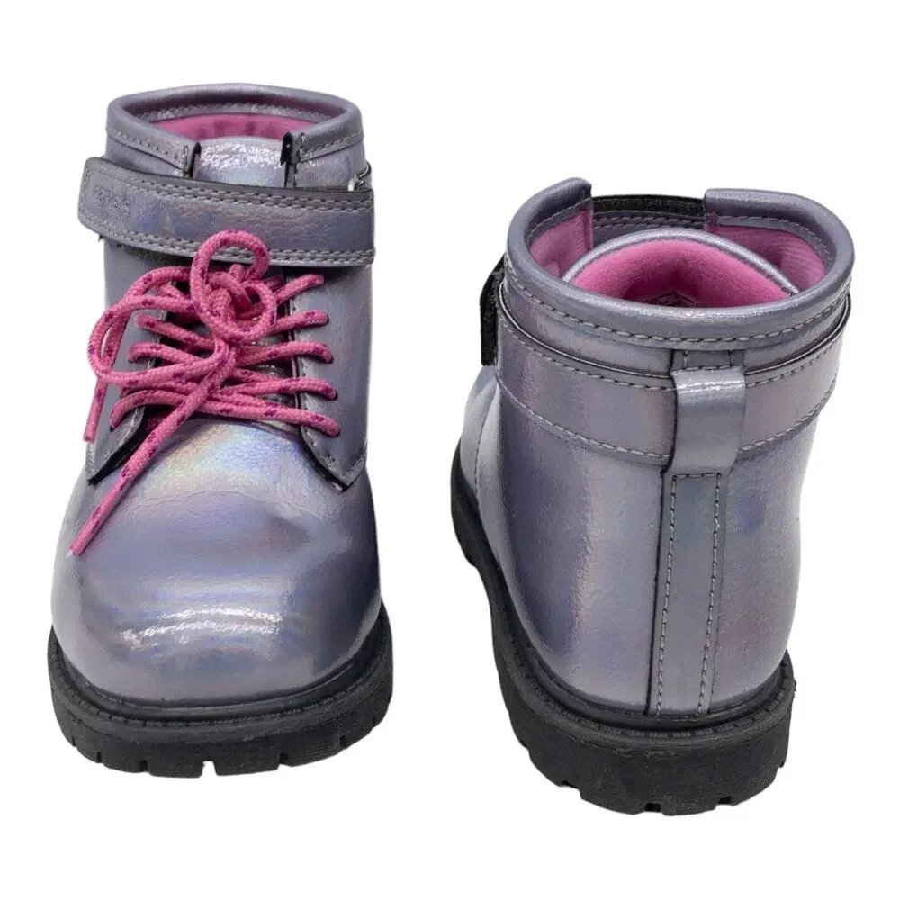 Carter's Girls Banja Lace Up Hiking Combat Boots Toddler 12 Silver Pink